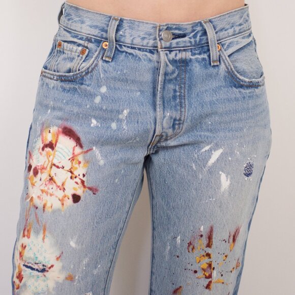 Levi’s 501 Women’s Jeans | Distressed Raw Hem | Upcycled One-of-a-Kind - Picture 2 of 5